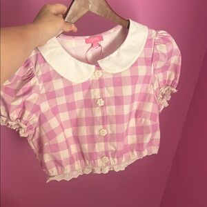 Pink Gingham Set with White Collar